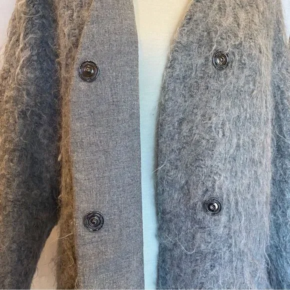 Zara Wool Blend Collarless Structured Coat Grey Women's S